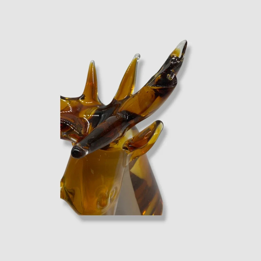Dale Tiffany Orange Reindeer Art Glass Sculpture